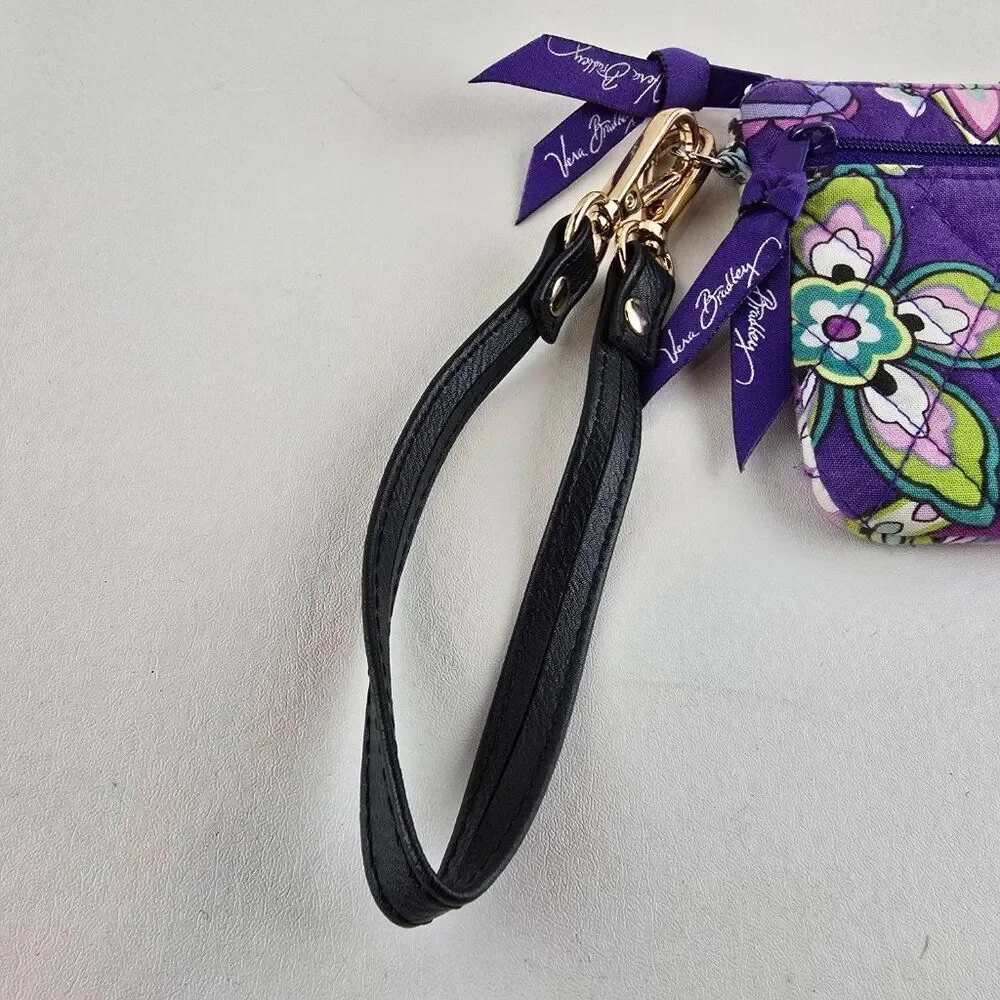Vera Bradley Wristlet Womens Purple Floral Quilted Zip Pouch Wallet 7x4 - Picture 4 of 11